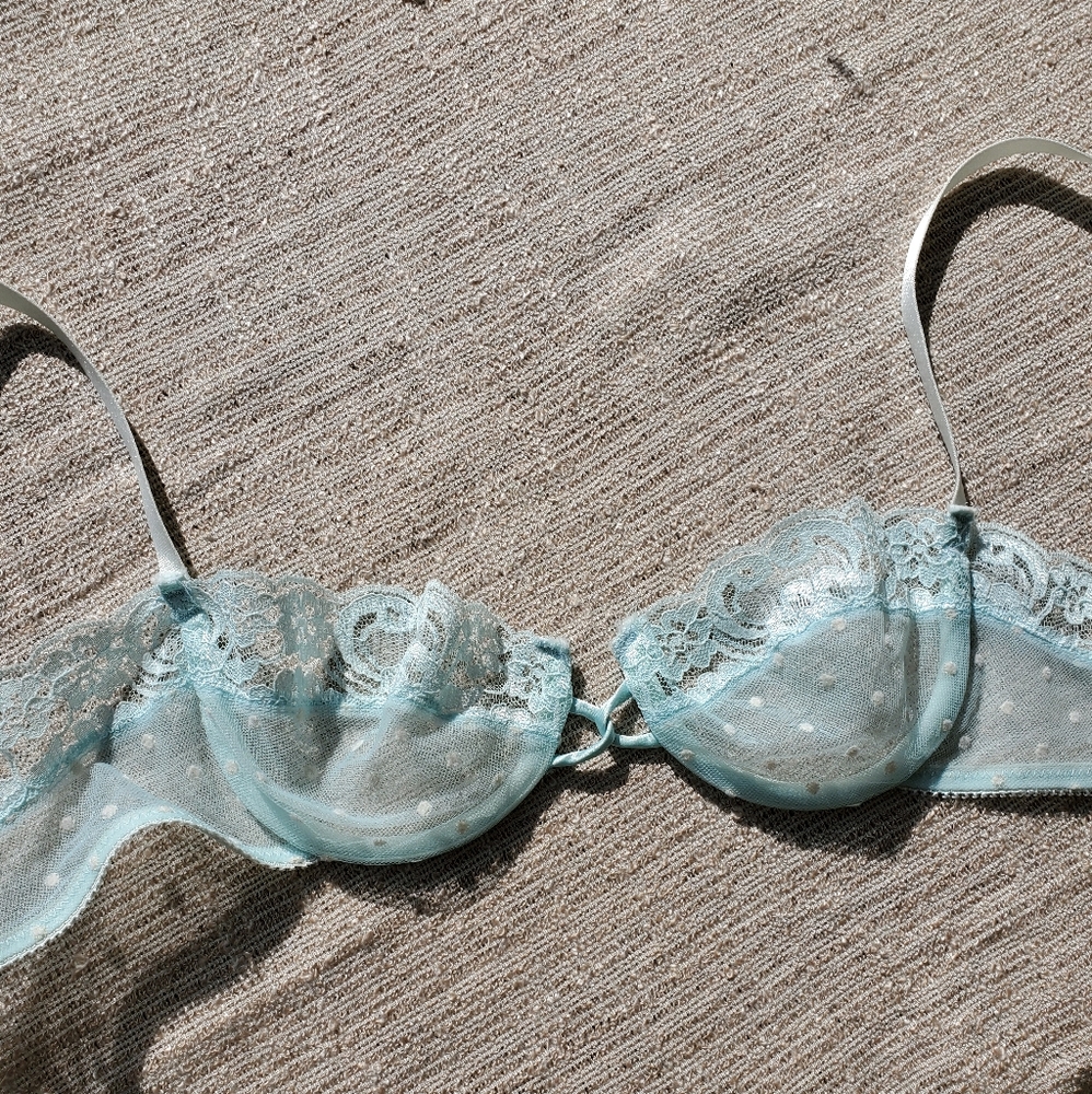🚨SOLD🚨Sheer baby blue lace polka-dot bralette